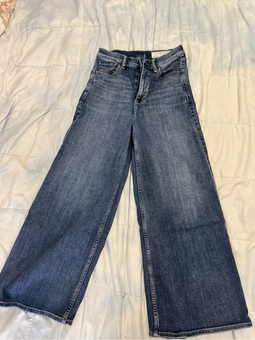 rag & bone Wide-Leg Jeans in Medium Blue Wash